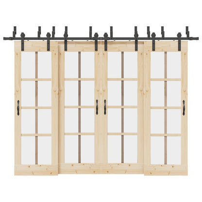 vidaXL Sliding Door Hardware Kit 305 cm Steel Black
