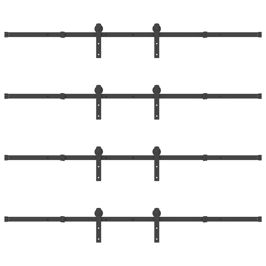 vidaXL Sliding Door Hardware Kit 427 cm Steel Black