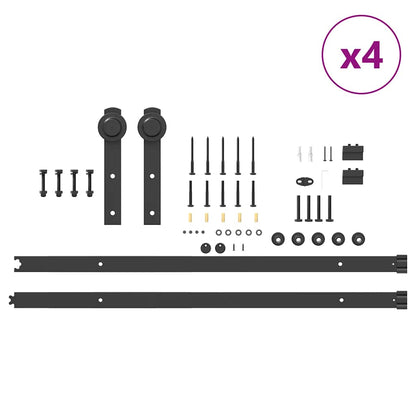 vidaXL Sliding Door Hardware Kit 427 cm Steel Black