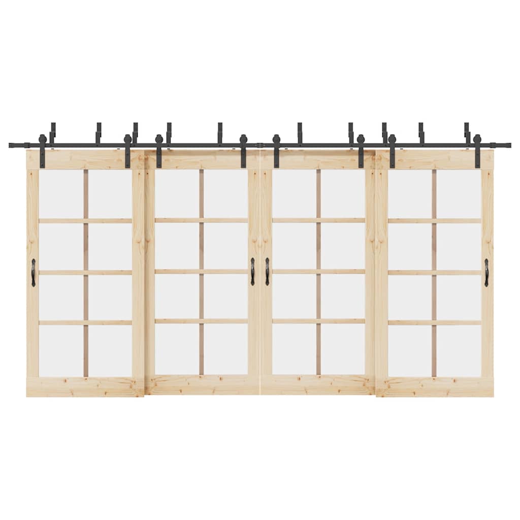 vidaXL Sliding Door Hardware Kit 427 cm Steel Black