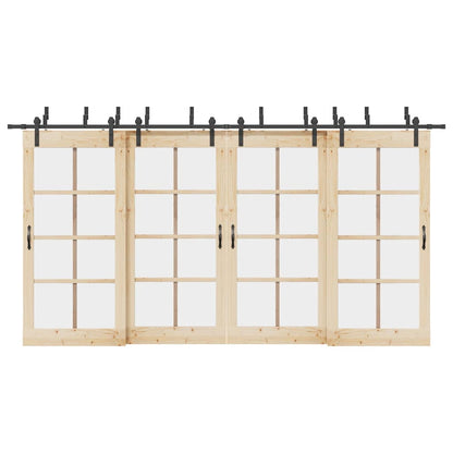 vidaXL Sliding Door Hardware Kit 427 cm Steel Black