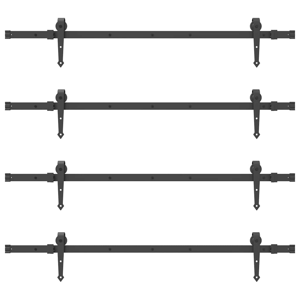 vidaXL Sliding Door Hardware Kit 305 cm Steel Black
