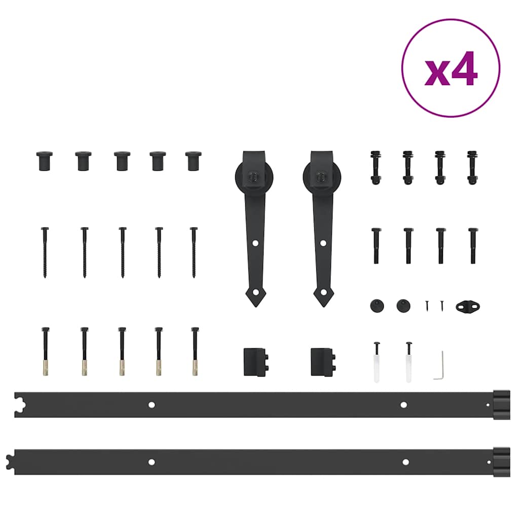 vidaXL Sliding Door Hardware Kit 305 cm Steel Black