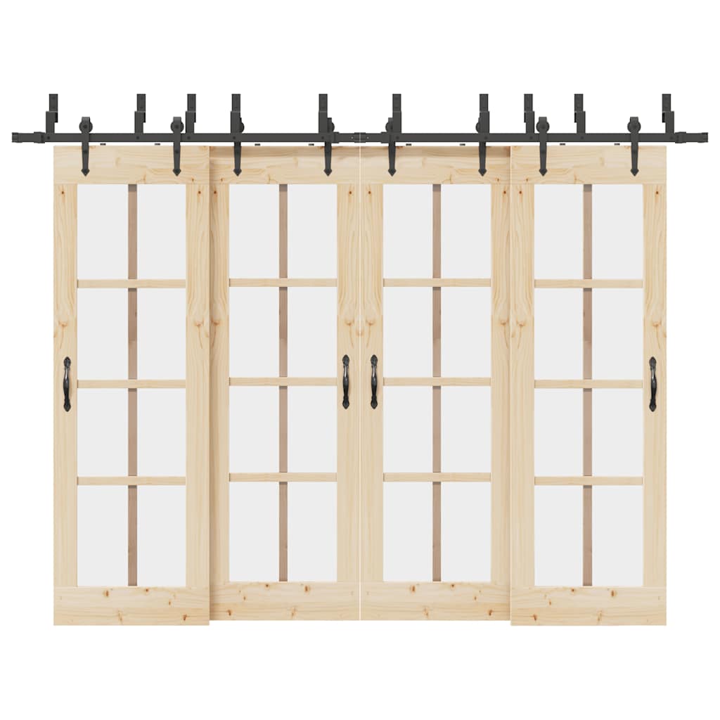 vidaXL Sliding Door Hardware Kit 305 cm Steel Black