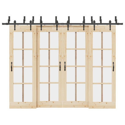vidaXL Sliding Door Hardware Kit 305 cm Steel Black
