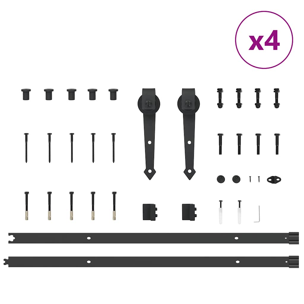 vidaXL Sliding Door Hardware Kit 427 cm Steel Black