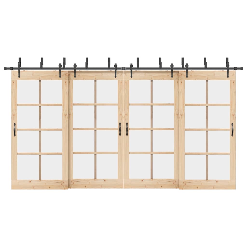vidaXL Sliding Door Hardware Kit 427 cm Steel Black