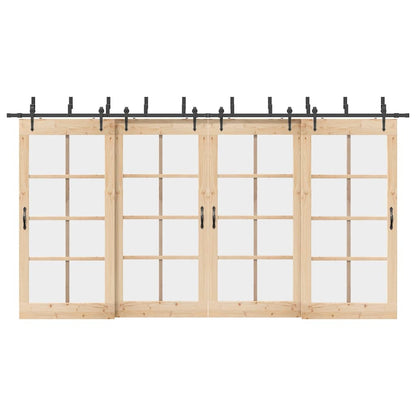 vidaXL Sliding Door Hardware Kit 427 cm Steel Black