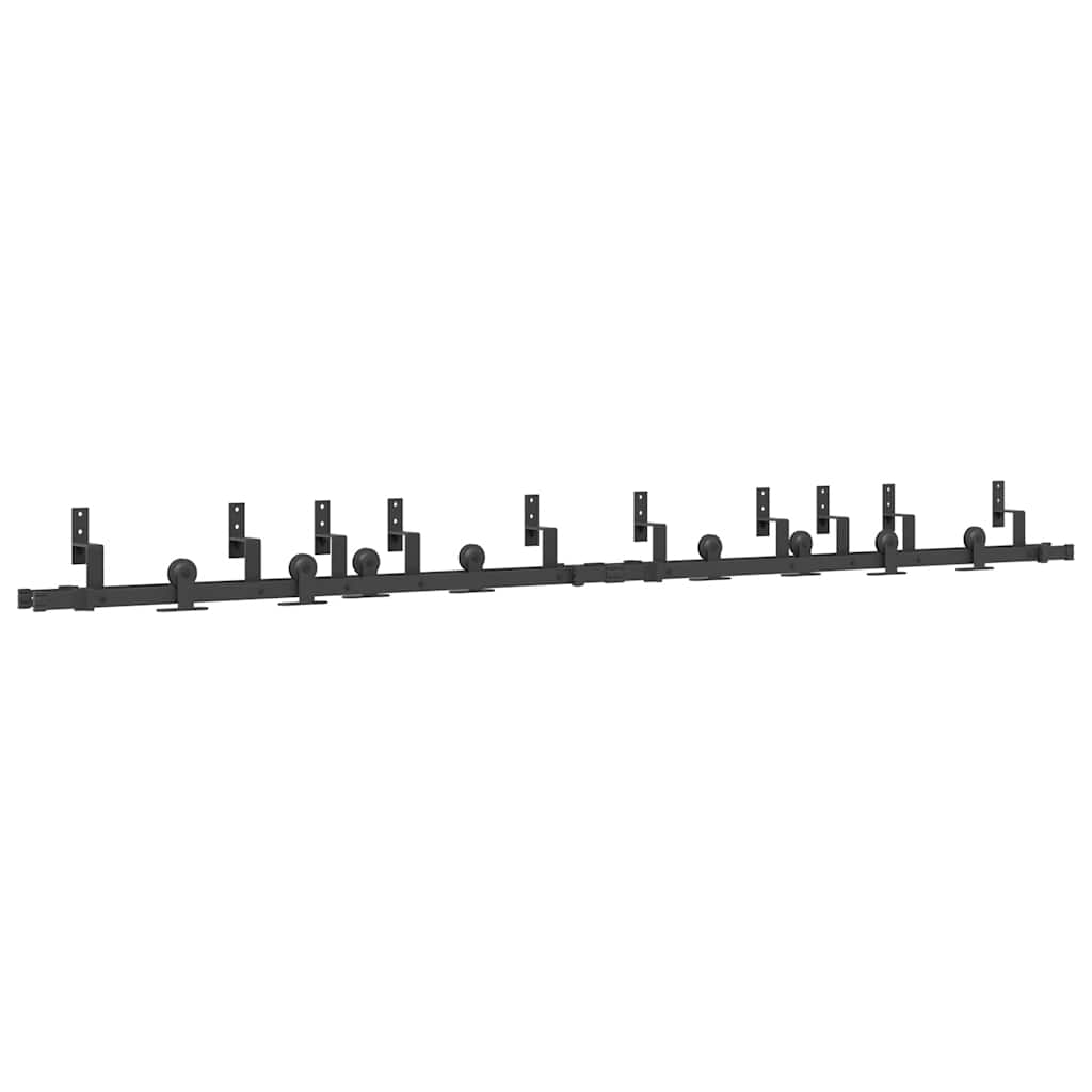 vidaXL Sliding Door Hardware Kit 305 cm Steel Black