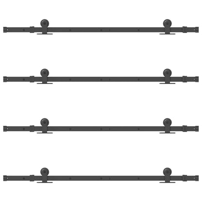 vidaXL Sliding Door Hardware Kit 305 cm Steel Black