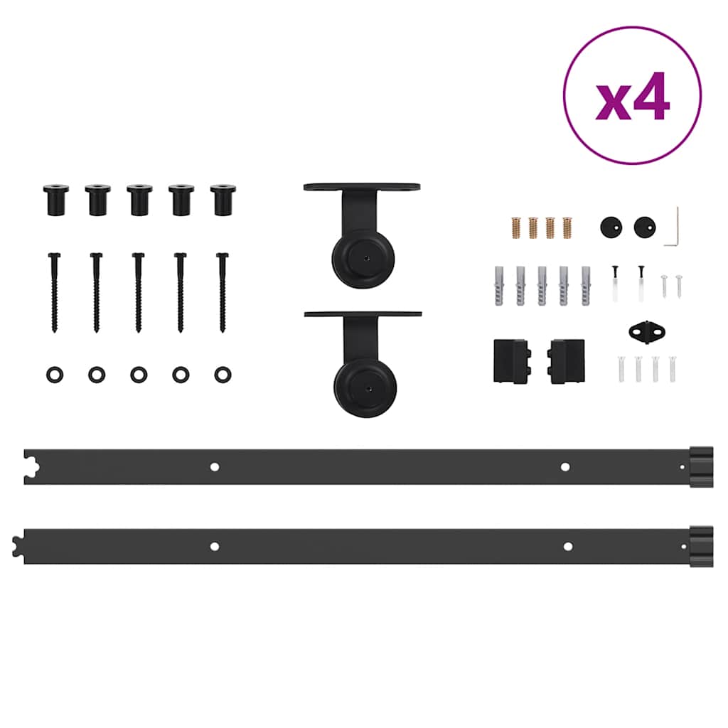 vidaXL Sliding Door Hardware Kit 305 cm Steel Black