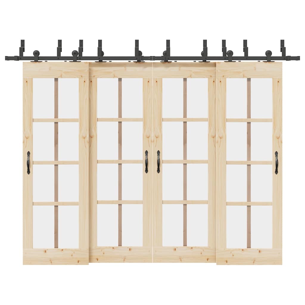 vidaXL Sliding Door Hardware Kit 305 cm Steel Black