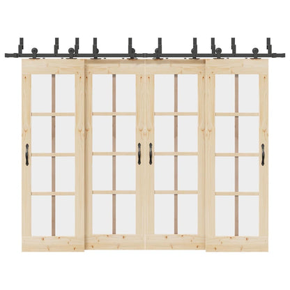 vidaXL Sliding Door Hardware Kit 305 cm Steel Black