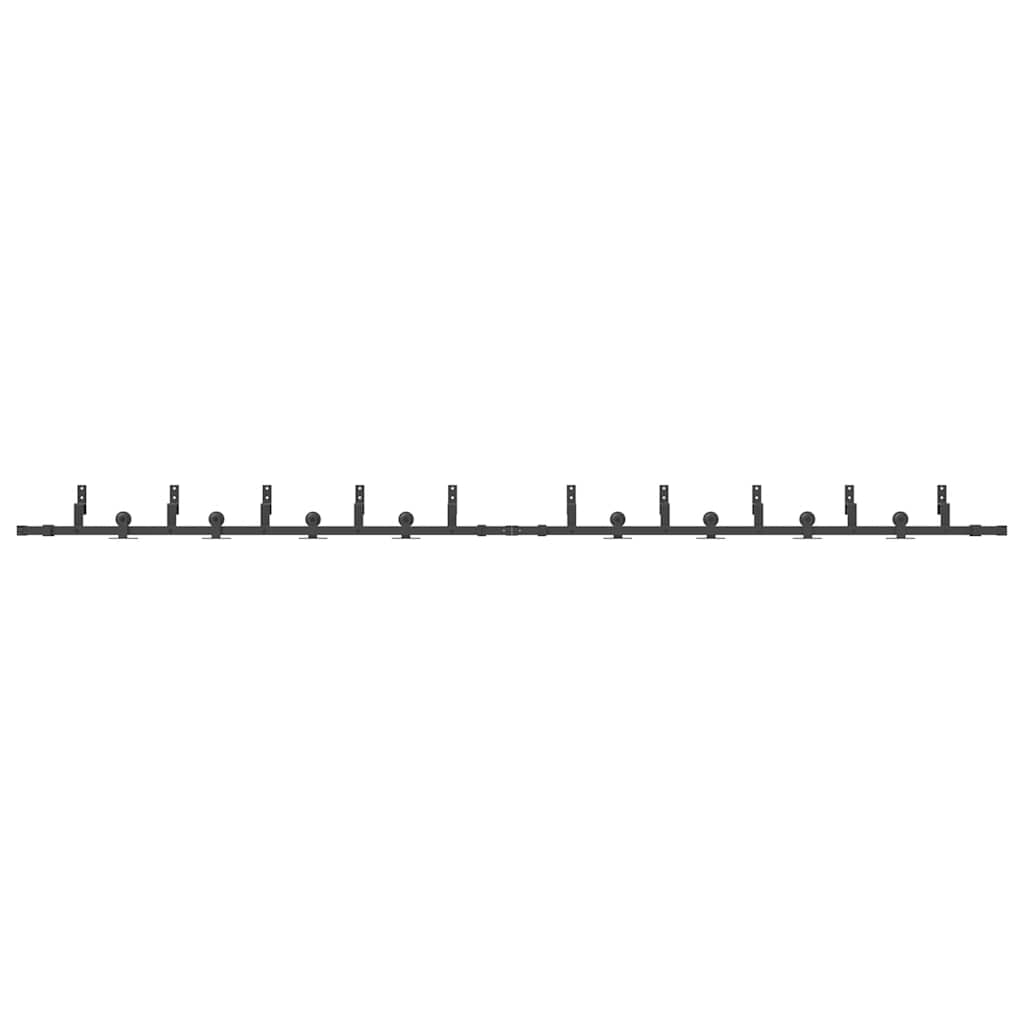 vidaXL Sliding Door Hardware Kit 427 cm Steel Black