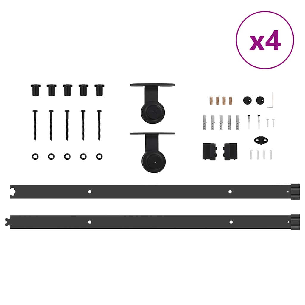vidaXL Sliding Door Hardware Kit 427 cm Steel Black
