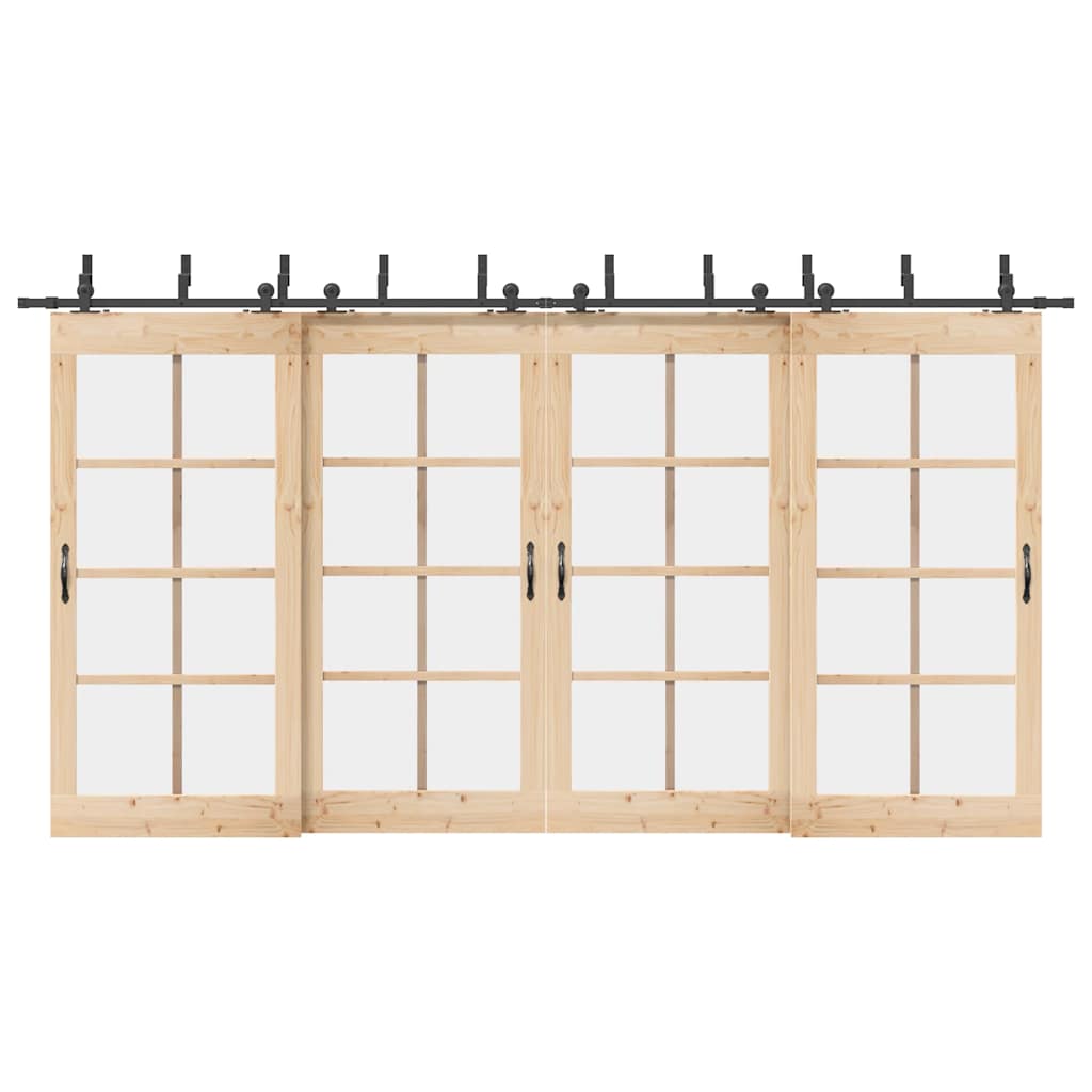 vidaXL Sliding Door Hardware Kit 427 cm Steel Black