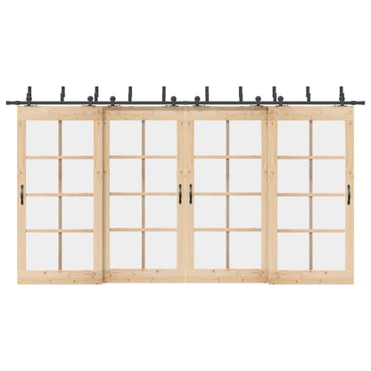 vidaXL Sliding Door Hardware Kit 427 cm Steel Black