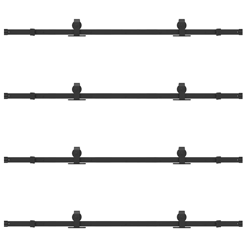 vidaXL Sliding Door Hardware Kit 366 cm Steel Black