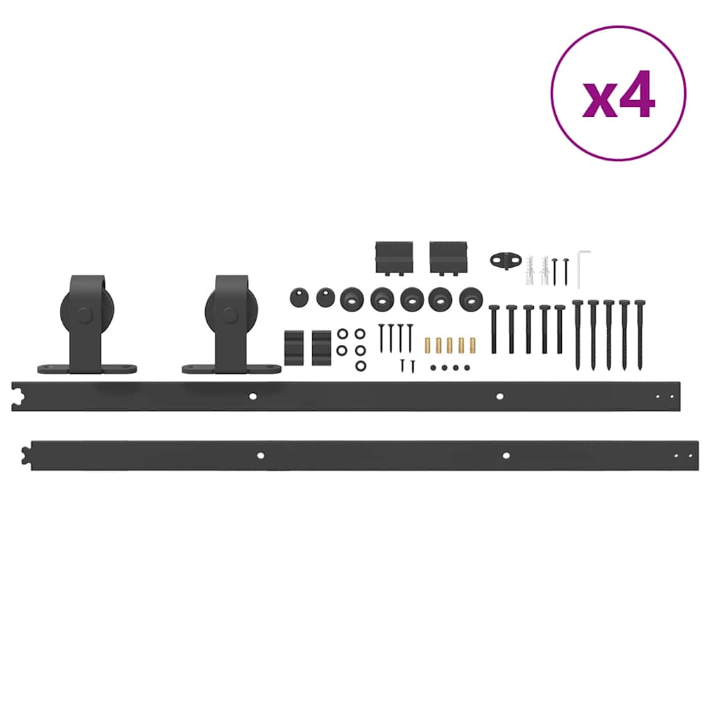 vidaXL Sliding Door Hardware Kit 366 cm Steel Black