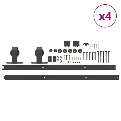 vidaXL Sliding Door Hardware Kit 366 cm Steel Black