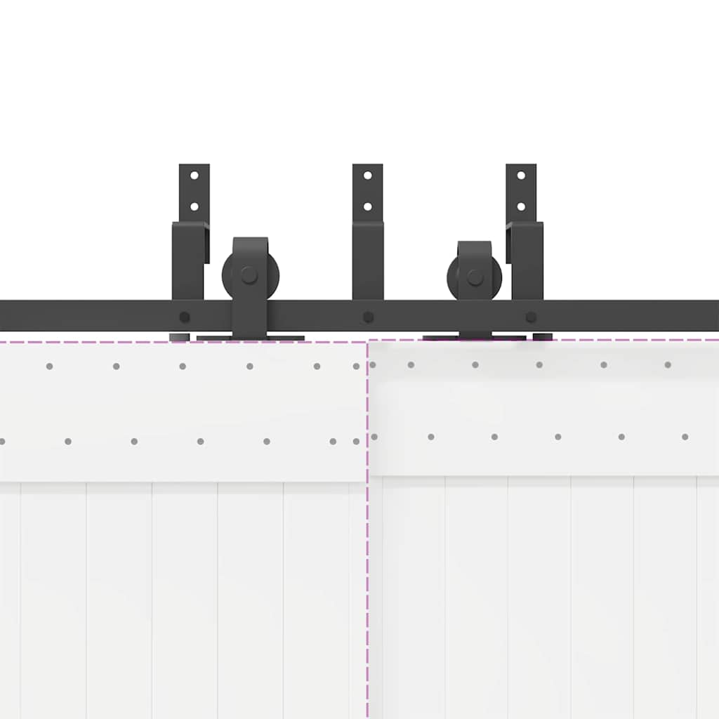 vidaXL Sliding Door Hardware Kit 366 cm Steel Black