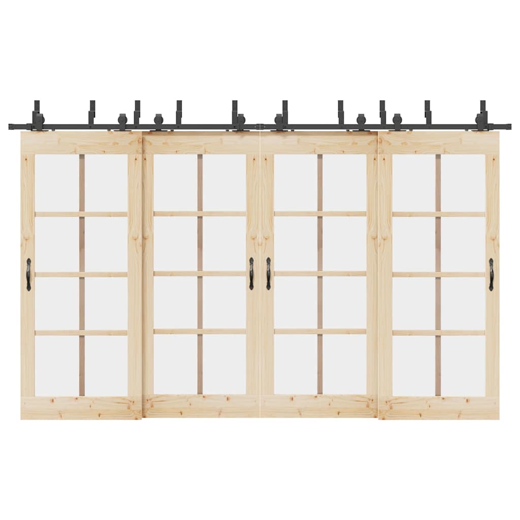 vidaXL Sliding Door Hardware Kit 366 cm Steel Black
