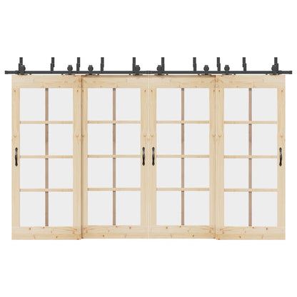 vidaXL Sliding Door Hardware Kit 366 cm Steel Black