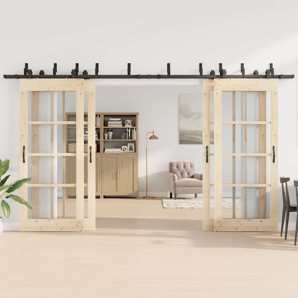 vidaXL Sliding Door Hardware Kit 400 cm Steel Black