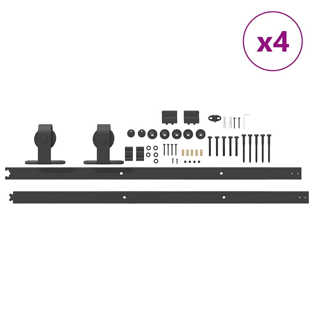 vidaXL Sliding Door Hardware Kit 400 cm Steel Black