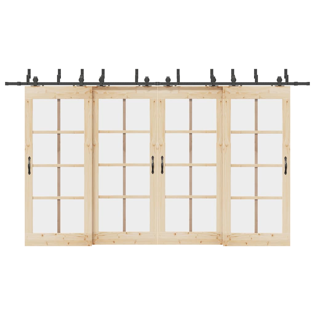 vidaXL Sliding Door Hardware Kit 400 cm Steel Black