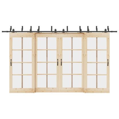 vidaXL Sliding Door Hardware Kit 400 cm Steel Black