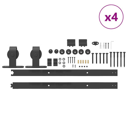 vidaXL Sliding Door Hardware Kit 305 cm Steel Black