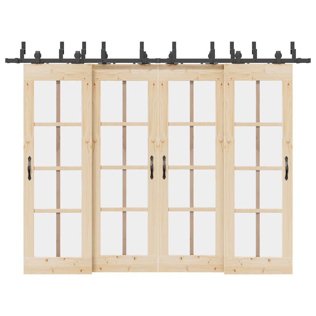 vidaXL Sliding Door Hardware Kit 305 cm Steel Black