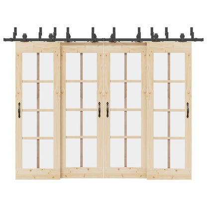 vidaXL Sliding Door Hardware Kit 305 cm Steel Black