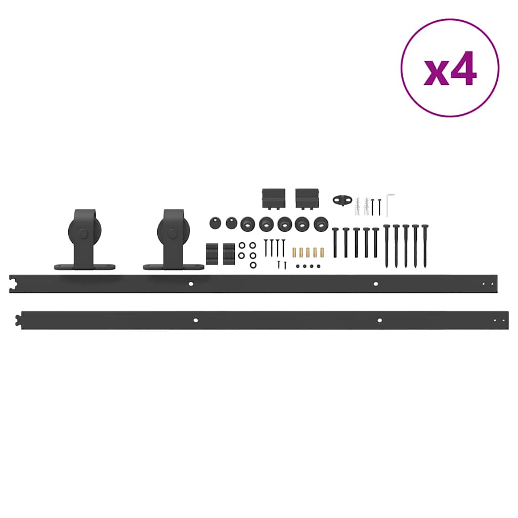 vidaXL Sliding Door Hardware Kit 427 cm Steel Black