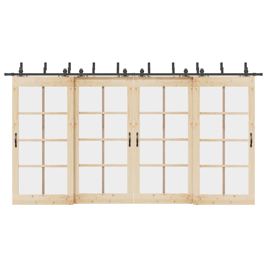 vidaXL Sliding Door Hardware Kit 427 cm Steel Black