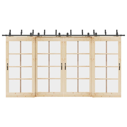vidaXL Sliding Door Hardware Kit 427 cm Steel Black