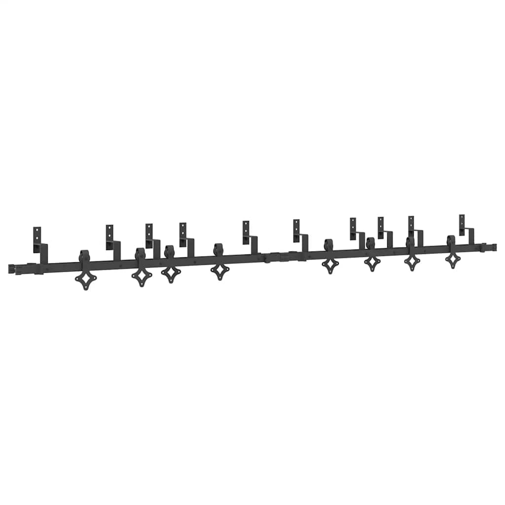 vidaXL Sliding Door Hardware Kit 305 cm Steel Black