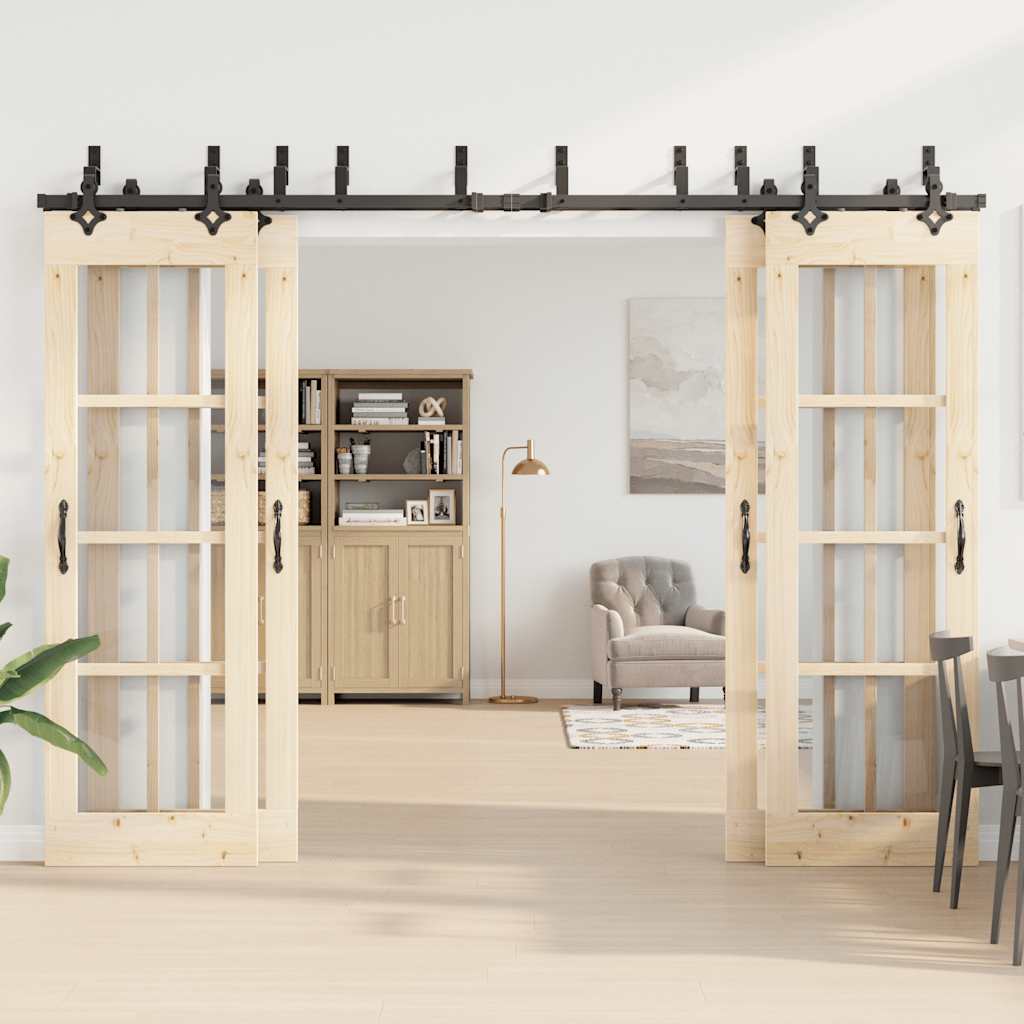 vidaXL Sliding Door Hardware Kit 305 cm Steel Black