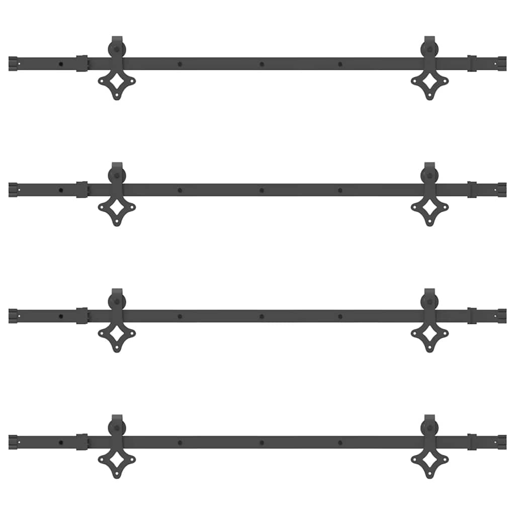 vidaXL Sliding Door Hardware Kit 305 cm Steel Black
