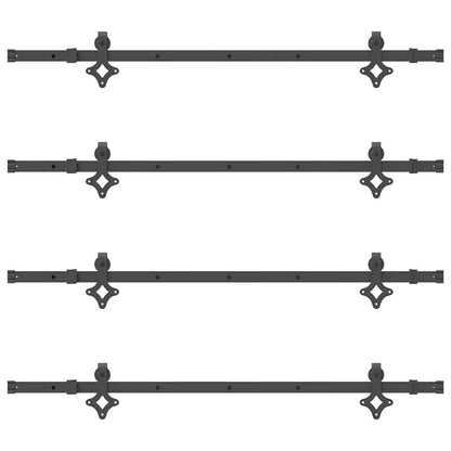 vidaXL Sliding Door Hardware Kit 305 cm Steel Black