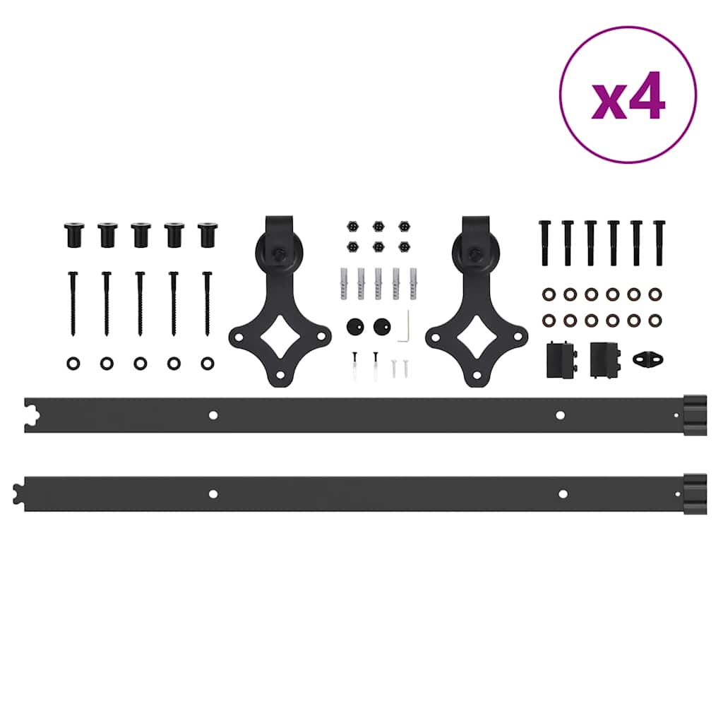 vidaXL Sliding Door Hardware Kit 305 cm Steel Black
