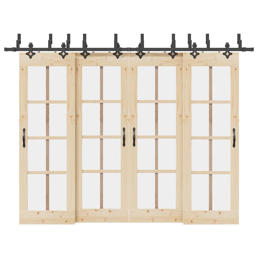 vidaXL Sliding Door Hardware Kit 305 cm Steel Black