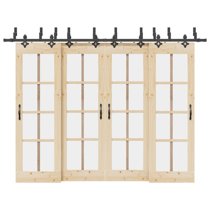vidaXL Sliding Door Hardware Kit 305 cm Steel Black