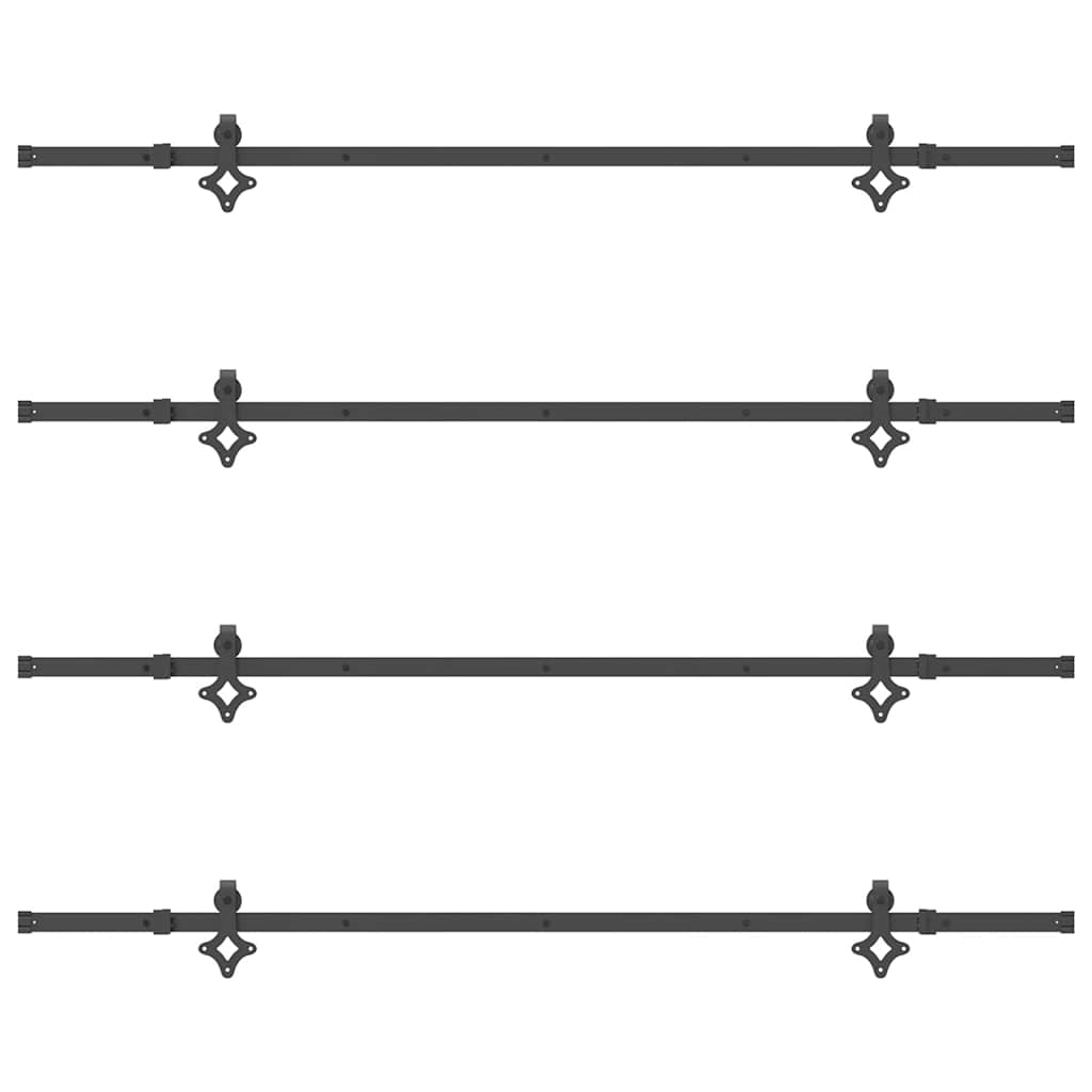 vidaXL Sliding Door Hardware Kit 427 cm Steel Black