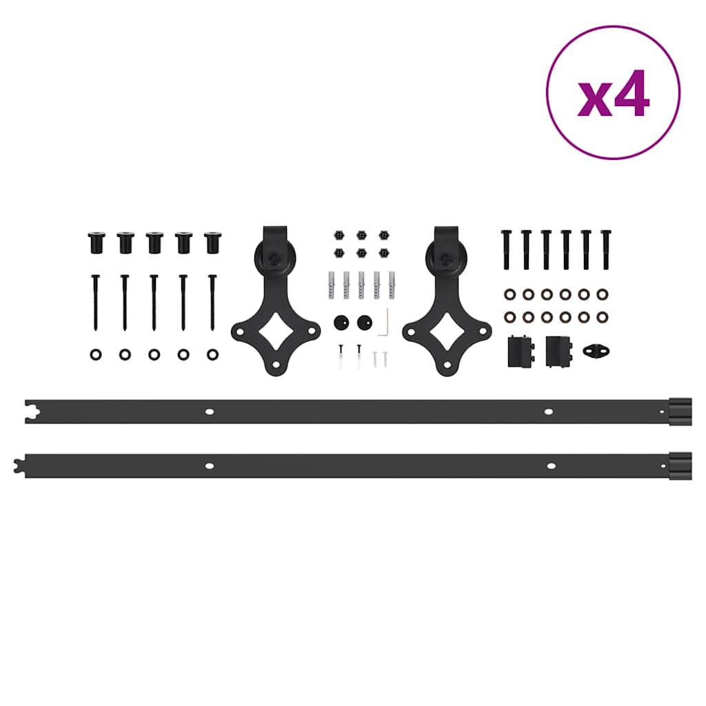 vidaXL Sliding Door Hardware Kit 427 cm Steel Black