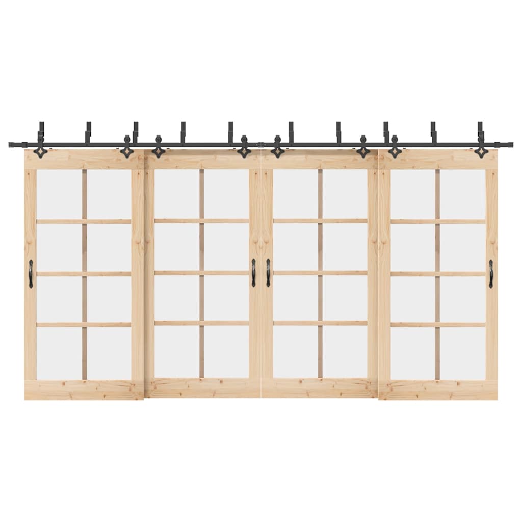 vidaXL Sliding Door Hardware Kit 427 cm Steel Black