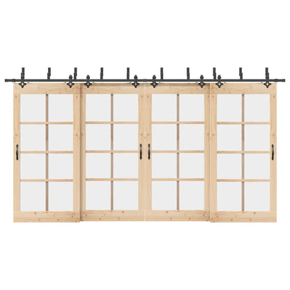 vidaXL Sliding Door Hardware Kit 427 cm Steel Black