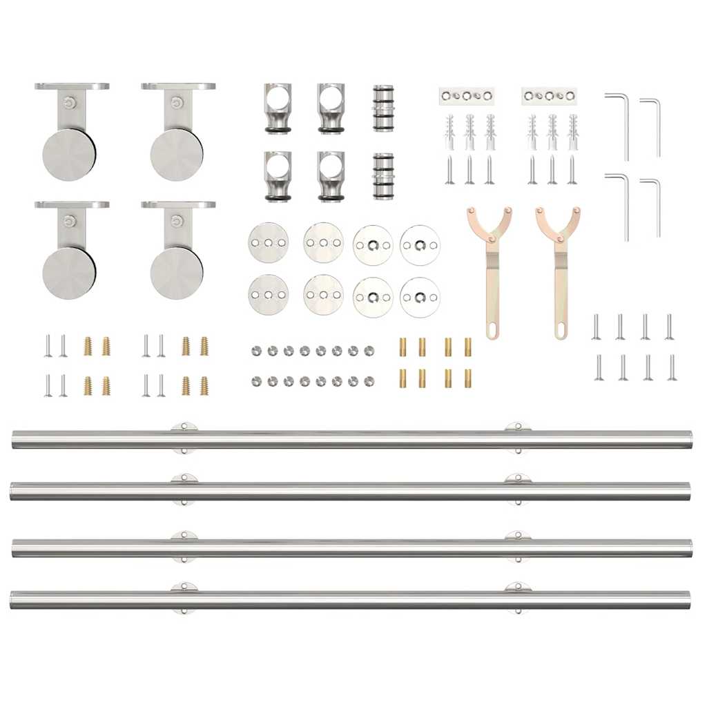 vidaXL Sliding Door Hardware Kit 183 cm Stainless Steel Silver