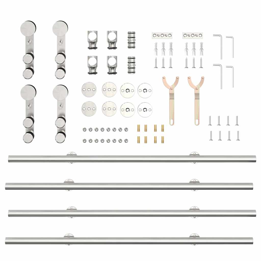 vidaXL Sliding Door Hardware Kit 183 cm Stainless Steel Silver